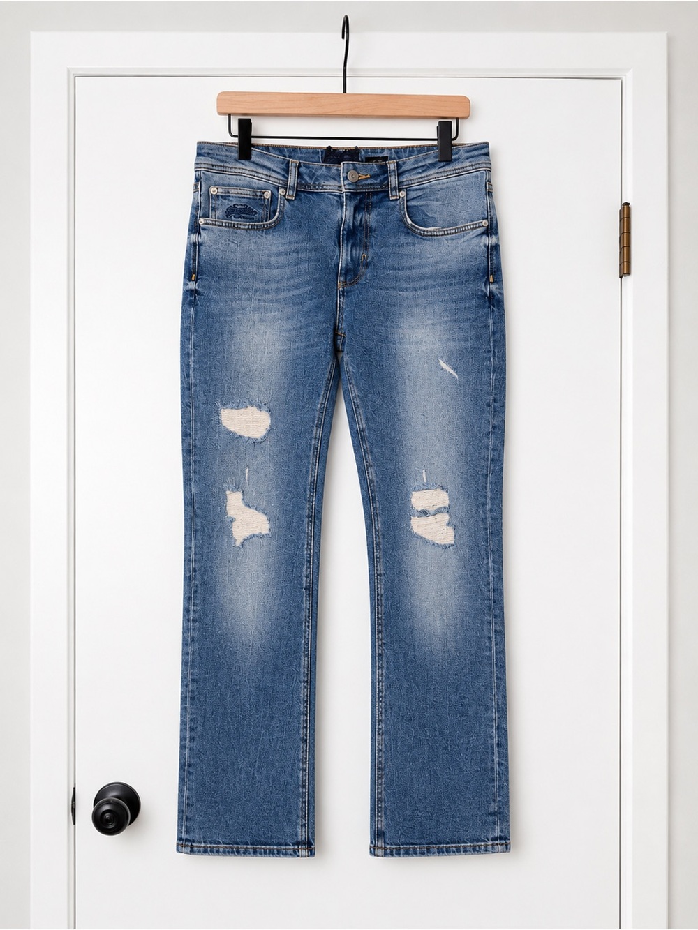 Superdry Women's Straight Leg Distressed Blue Jeans 32x32